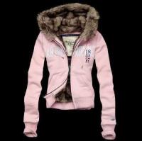 dames abercrombie fitch fur hooded outwear zip 1892 ny lichtrood Pink Goedkoop w337o765